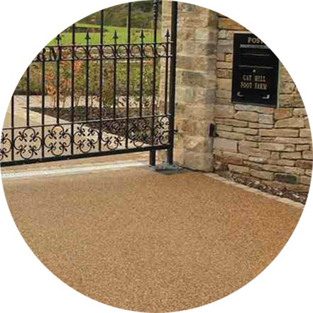 a natural stone and resin driveway